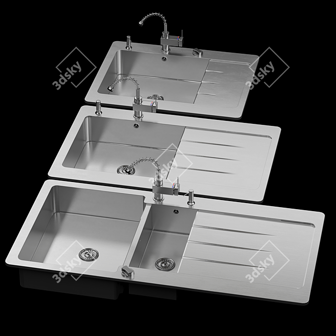 Lavello Double Bowl & Single Kitchen Sink 3D model image 5