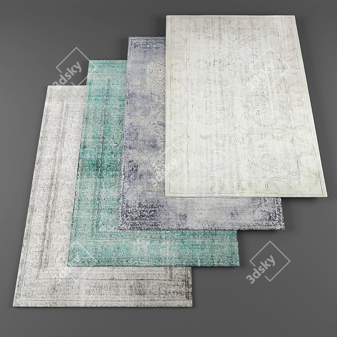 Vintage Rug Collection: High-Resolution Textures 3D model image 1