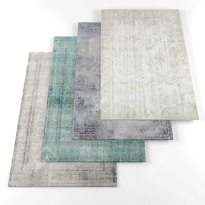 Vintage Rug Collection: High-Resolution Textures 3D model image 3