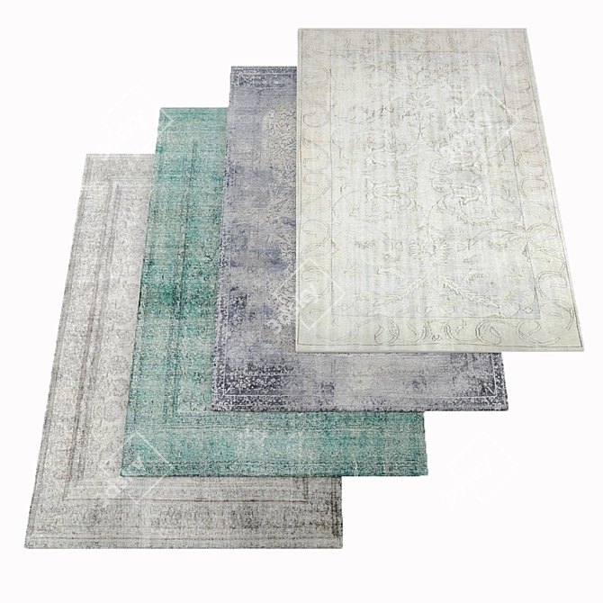 Vintage Rug Collection: High-Resolution Textures 3D model image 5