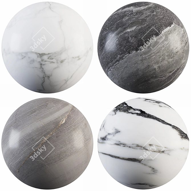 Luxury Marble Collection: Arabescato, Calacatta, Gray & Dark Gray 3D model image 1