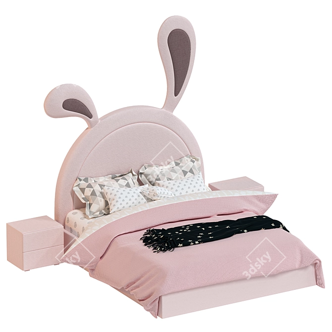 Cozy Bunny Retreat Bed 3D model image 1