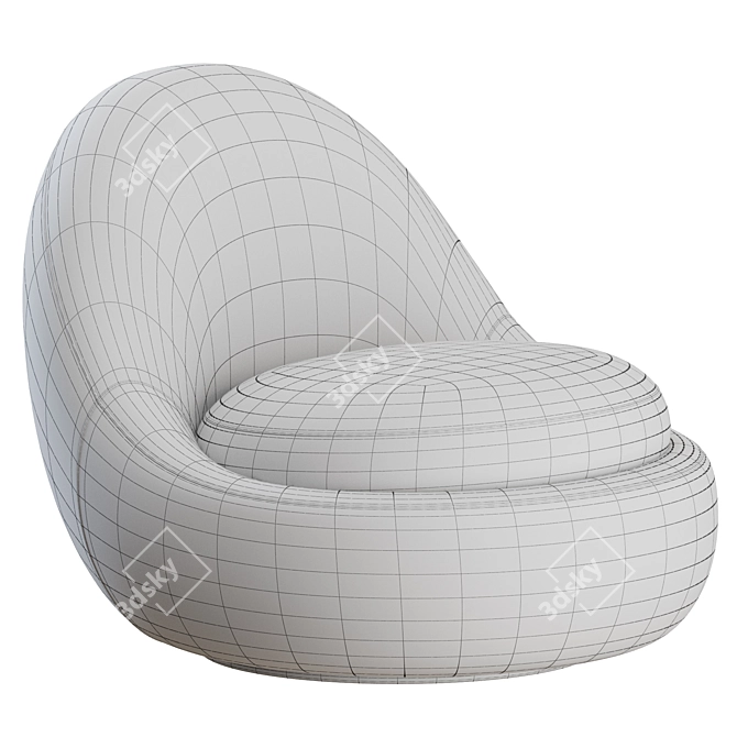 Babette Velvet Lounge Chair 3D model image 4