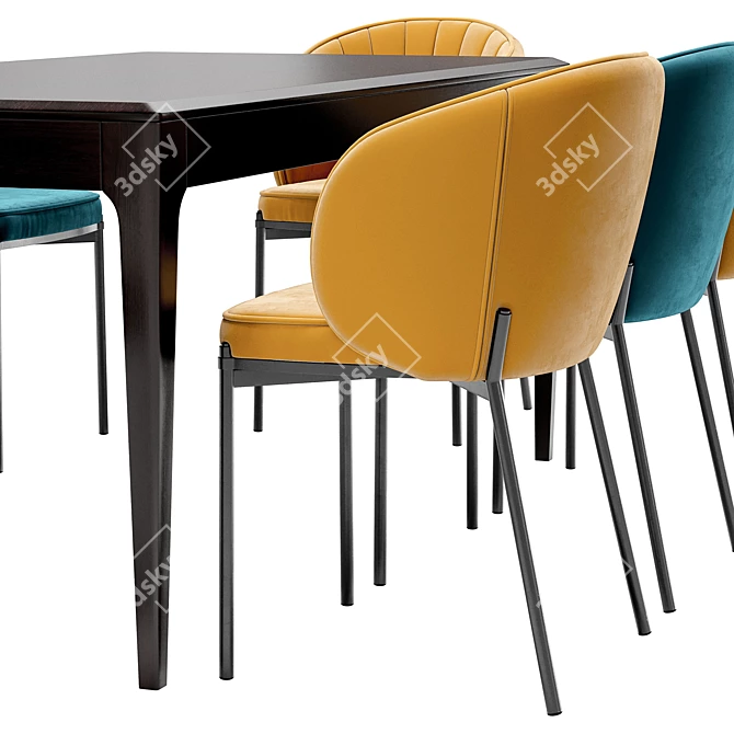 Modern Coral Dining Chair and Brooklyn Table Set 3D model image 5