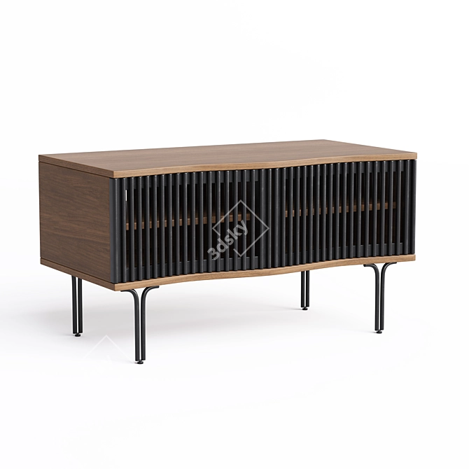 Walnut Wave TV Stand 3D model image 2