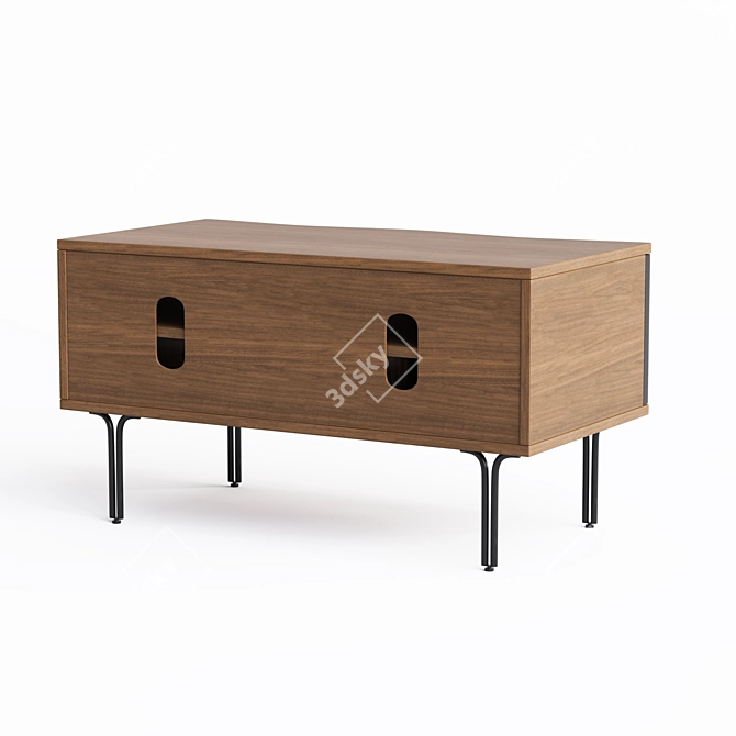 Walnut Wave TV Stand 3D model image 3