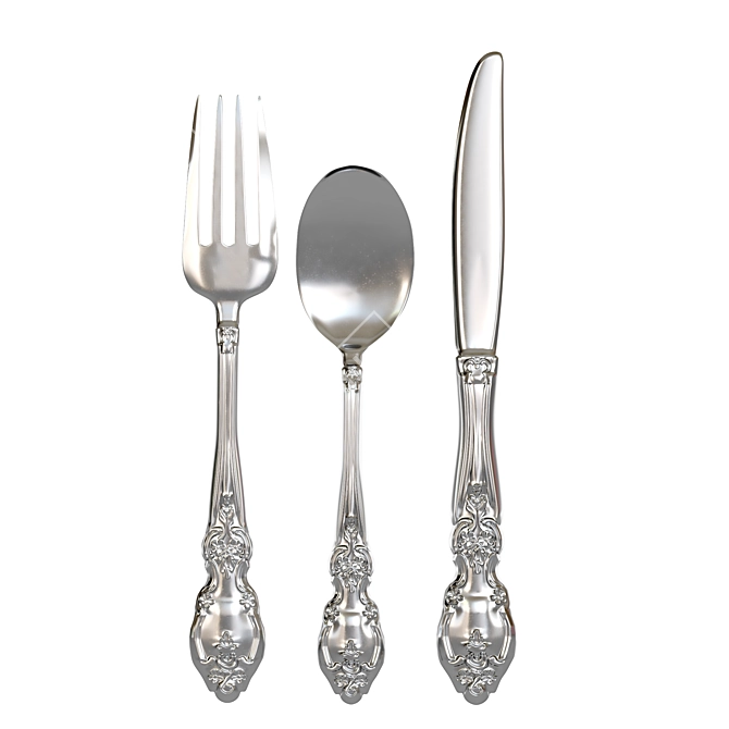 Elegant Stainless Steel Cutlery 3D model image 4