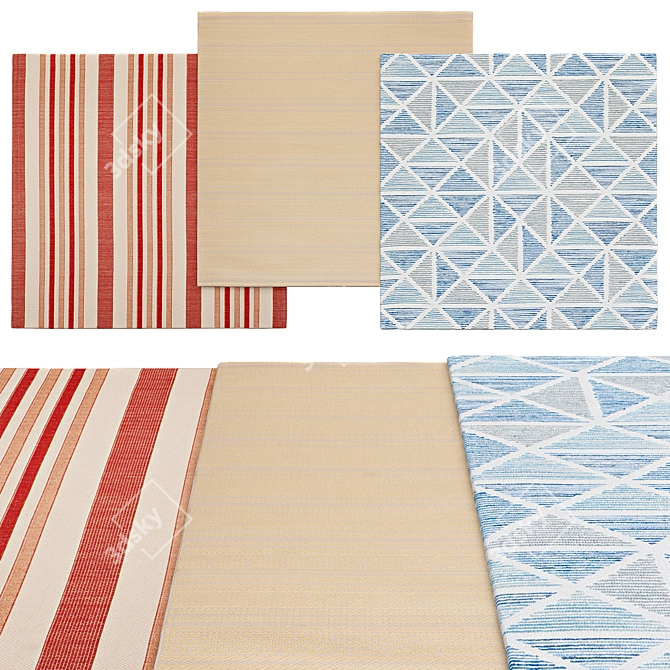 Stylish Square Rugs in 3 Sizes 3D model image 1