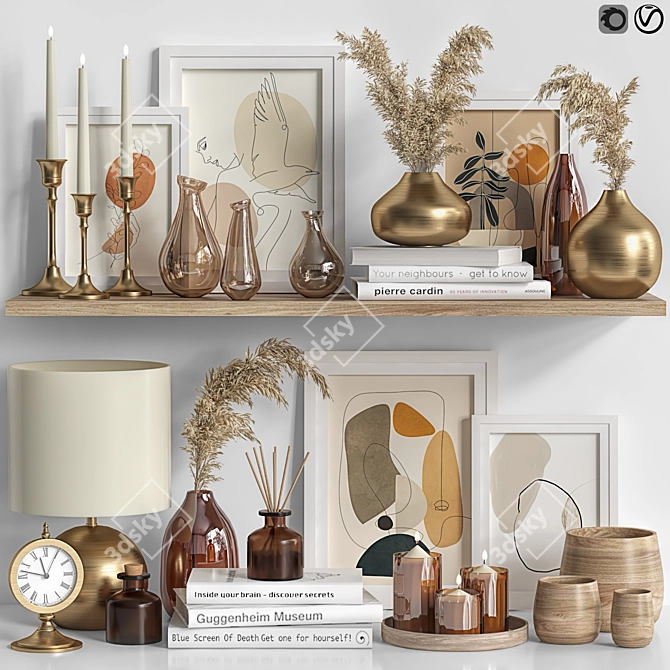 Modern Wall Shelf Decor 3D model image 1