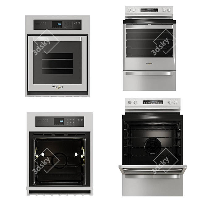 Whirlpool Kitchen Set: Range, Refrigerator, Oven & Dishwasher 3D model image 2