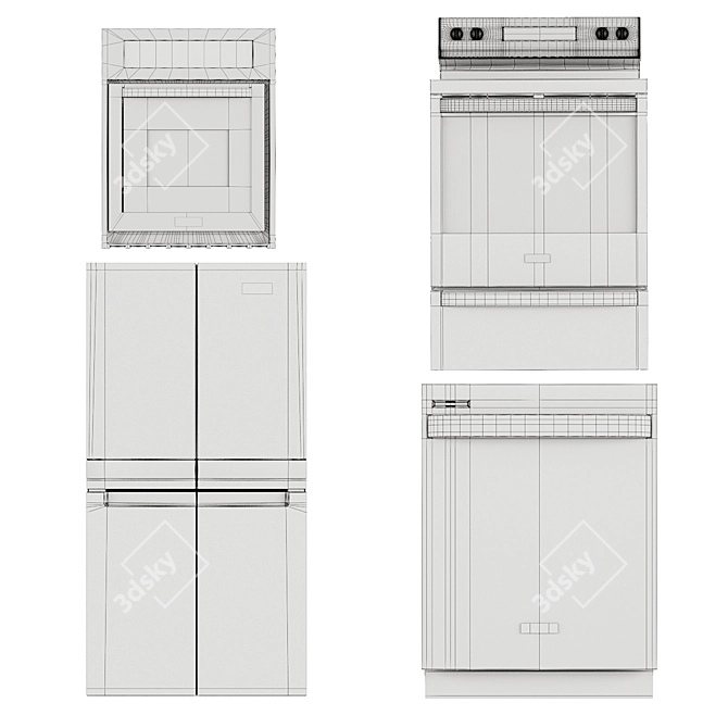 Whirlpool Kitchen Set: Range, Refrigerator, Oven & Dishwasher 3D model image 3