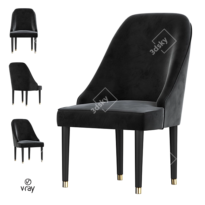 Elegant Velvet Dining Chair 3D model image 1