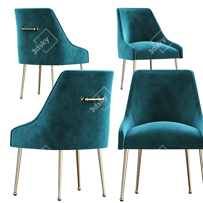 Luxurious Velvet Elowen Chair 3D model image 2