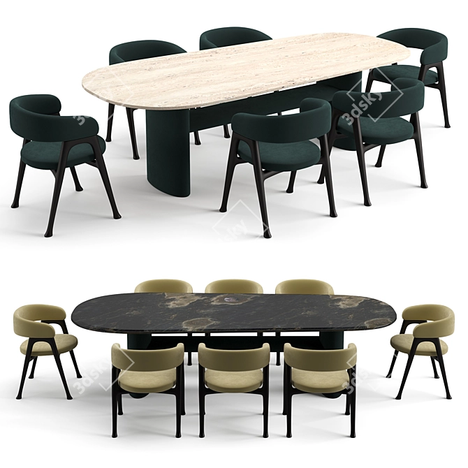 Modern Baxter Dinning Set 3D model image 1