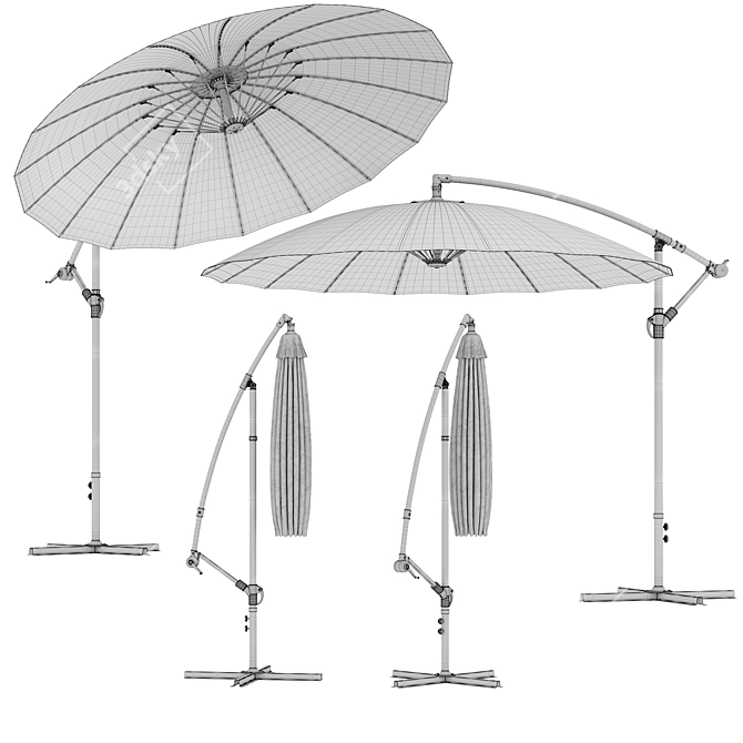 Cantilever Round Parasol: Stylish Outdoor Shade 3D model image 7