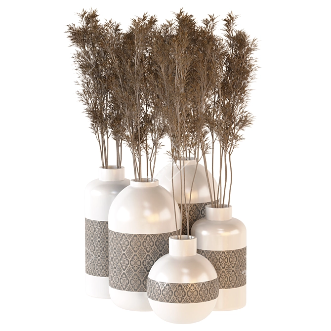 Lush Greenery: Ceramic Pot Plants 3D model image 5