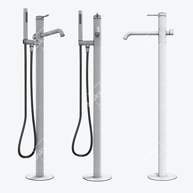 Elegant Floor Standing Bath Faucet 3D model image 2