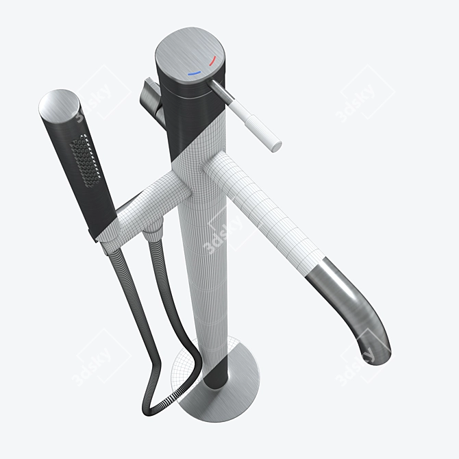 Elegant Floor Standing Bath Faucet 3D model image 3