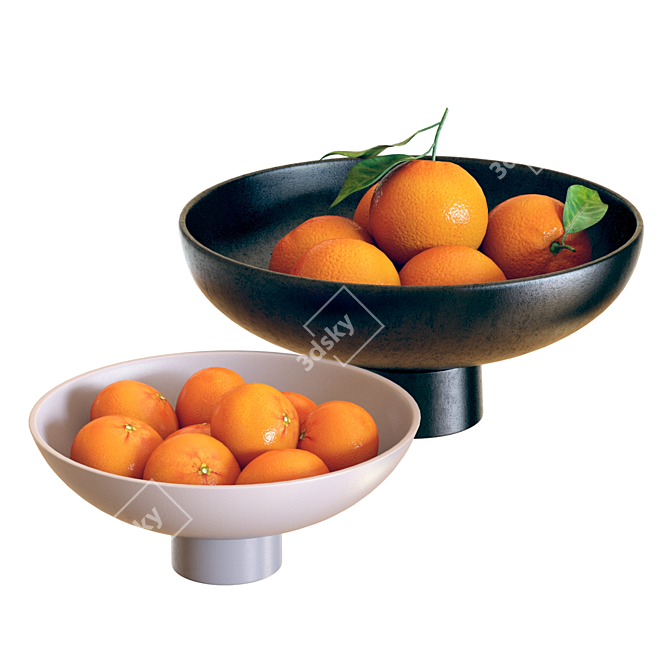 Citrus Groove Bowl Set: Oranges & Mandarins 3D model image 1