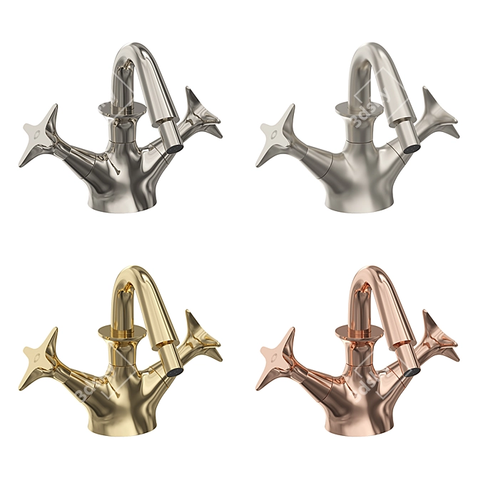Title: Stella 130 Single-Hole Bidet Mixer 3D model image 2