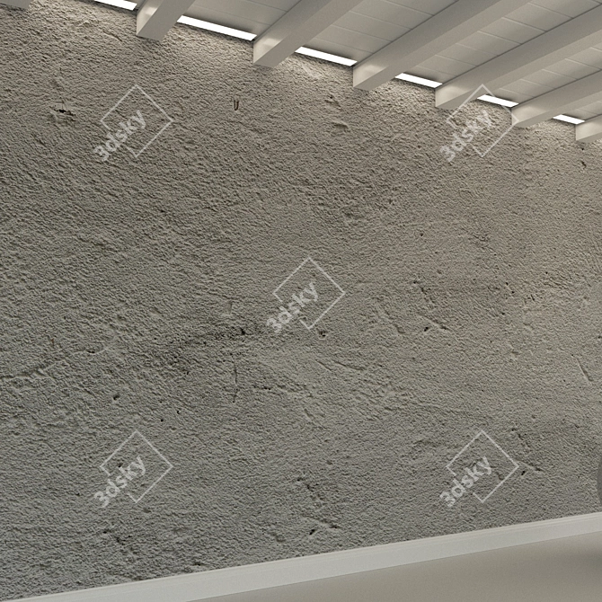 Vintage Concrete Wall: Old Plaster Texture 3D model image 3