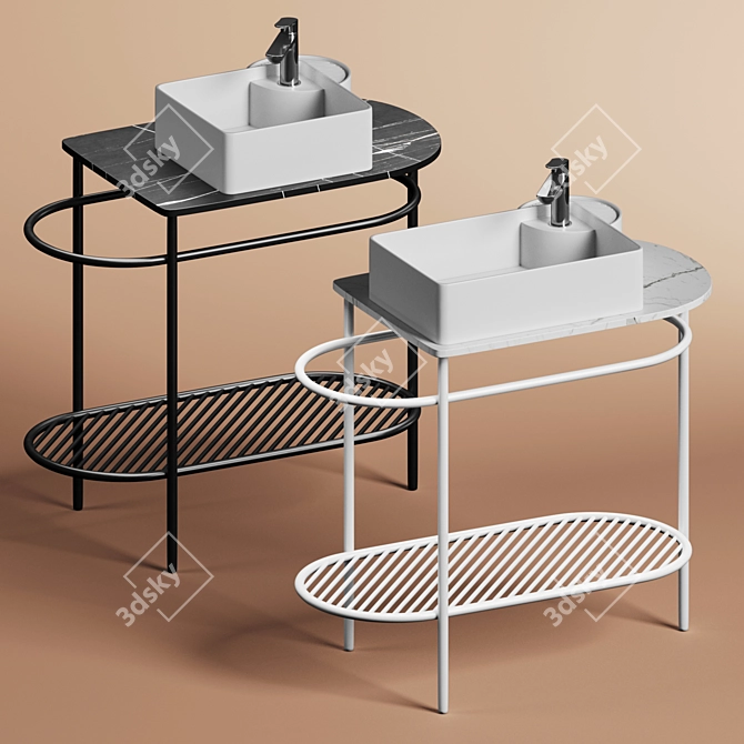 Flair Metal Stand with Cartesio Sinks 3D model image 4