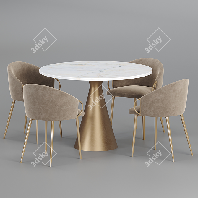 Claire Counter Chair and Silhouette Oval Dining Table 3D model image 1