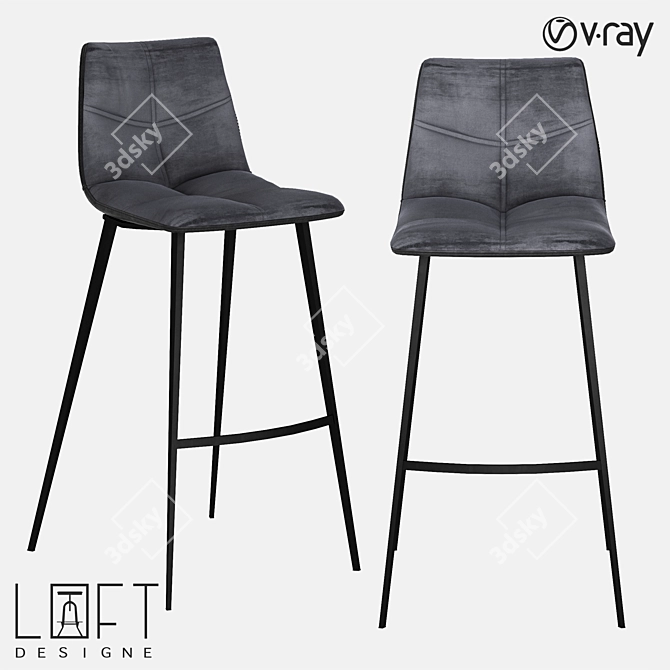 Industrial Style Metal Bar Stool 3D model image 1