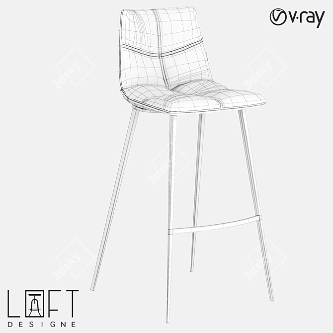 Industrial Style Metal Bar Stool 3D model image 2