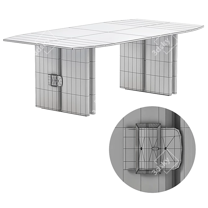 Elegant Onda Designer Table 3D model image 2