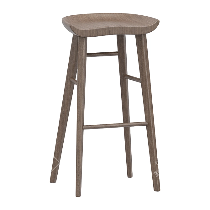 Sleek Kami Walnut Counter Stool 3D model image 1