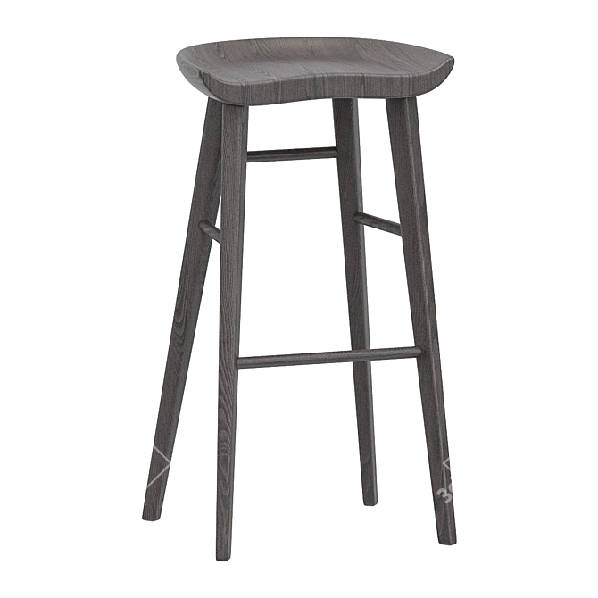 Sleek Kami Walnut Counter Stool 3D model image 2