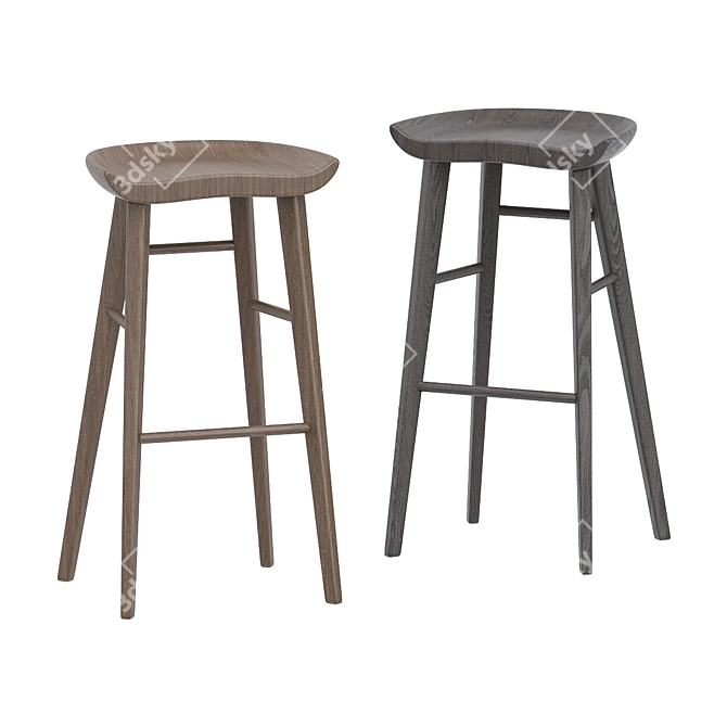 Sleek Kami Walnut Counter Stool 3D model image 3