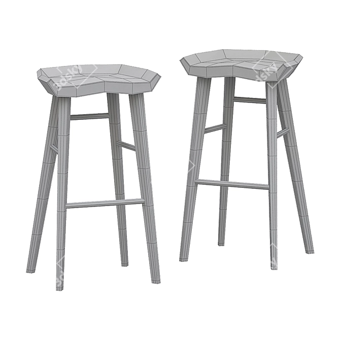 Sleek Kami Walnut Counter Stool 3D model image 4