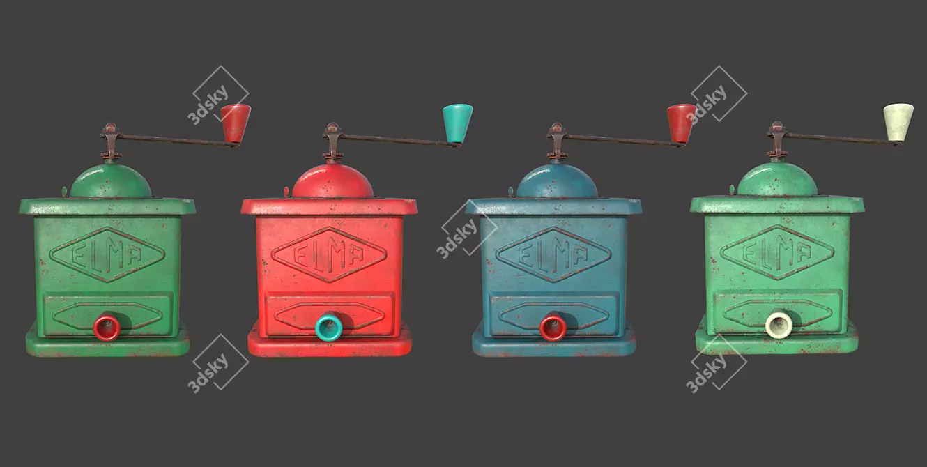 Retro Coffee Grinder: Vintage Charm 3D model image 2