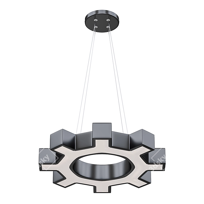 Modern Gear Art Chandelier 3D model image 1