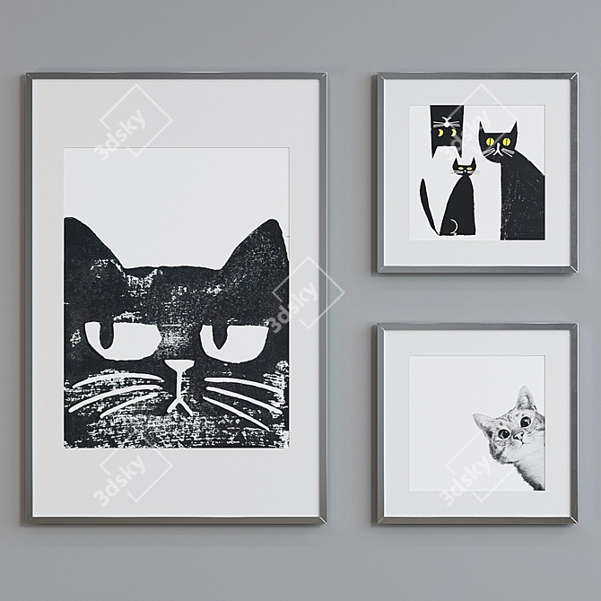 Modern Cat Picture Frame Set 3D model image 5