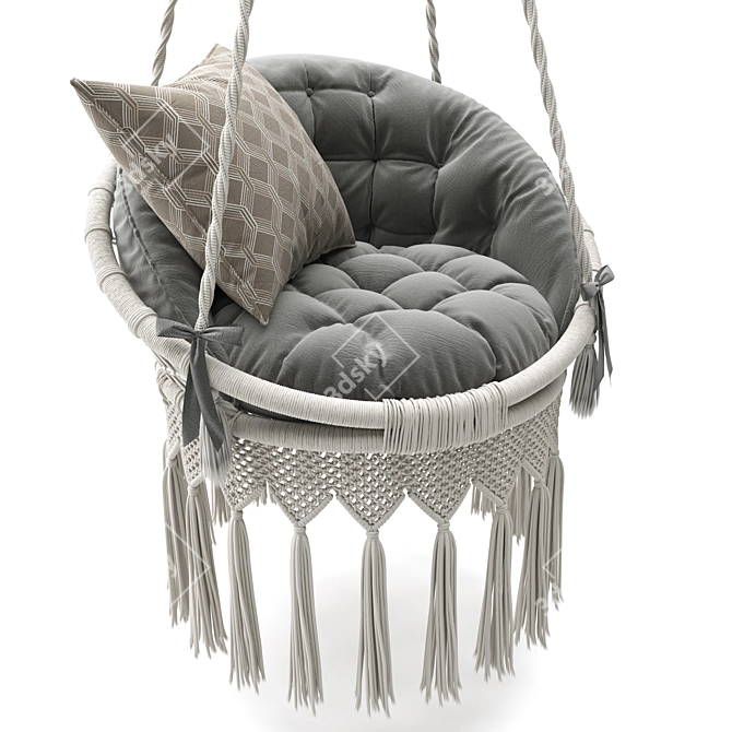 Boho Macrame Hammock Swing 3D model image 1