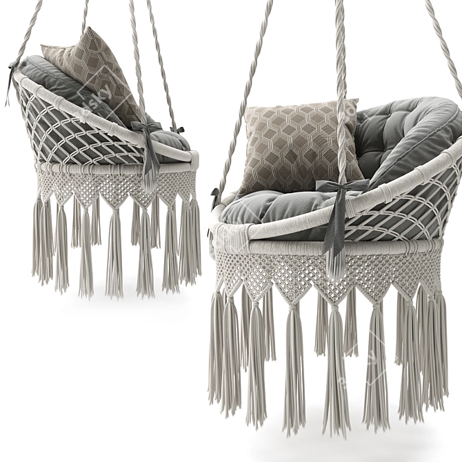 Boho Macrame Hammock Swing 3D model image 3