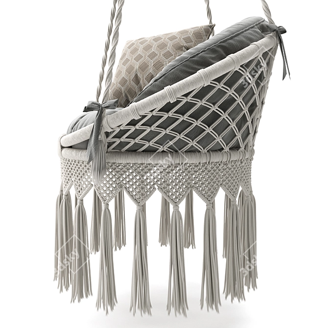 Boho Macrame Hammock Swing 3D model image 4