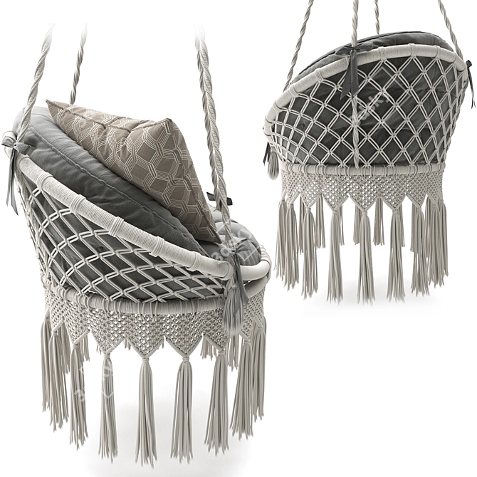 Boho Macrame Hammock Swing 3D model image 5