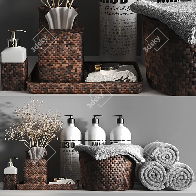 Luxury Turkish Cotton Towel Set 3D model image 2