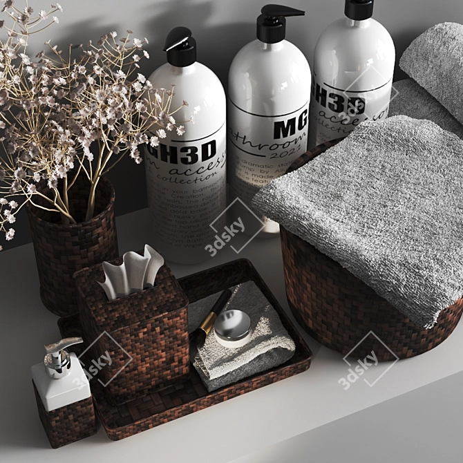 Luxury Turkish Cotton Towel Set 3D model image 3