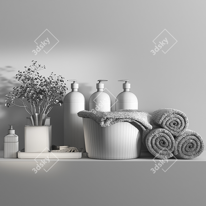 Luxury Turkish Cotton Towel Set 3D model image 4