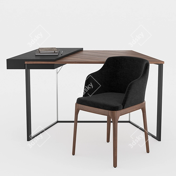 Modern Writing Set: LUVRA Desk and AF_KEDA Chair 3D model image 1