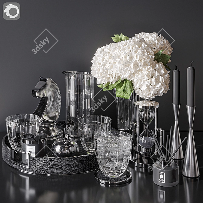 Chrome Decor Set - 36 Pieces 3D model image 1