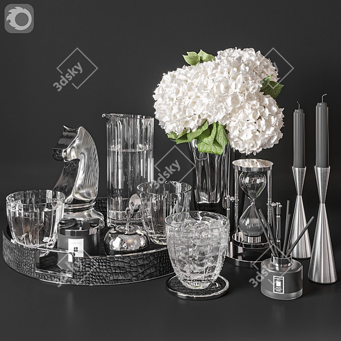 Chrome Decor Set - 36 Pieces 3D model image 6