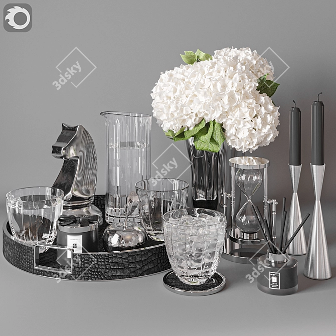 Chrome Decor Set - 36 Pieces 3D model image 7