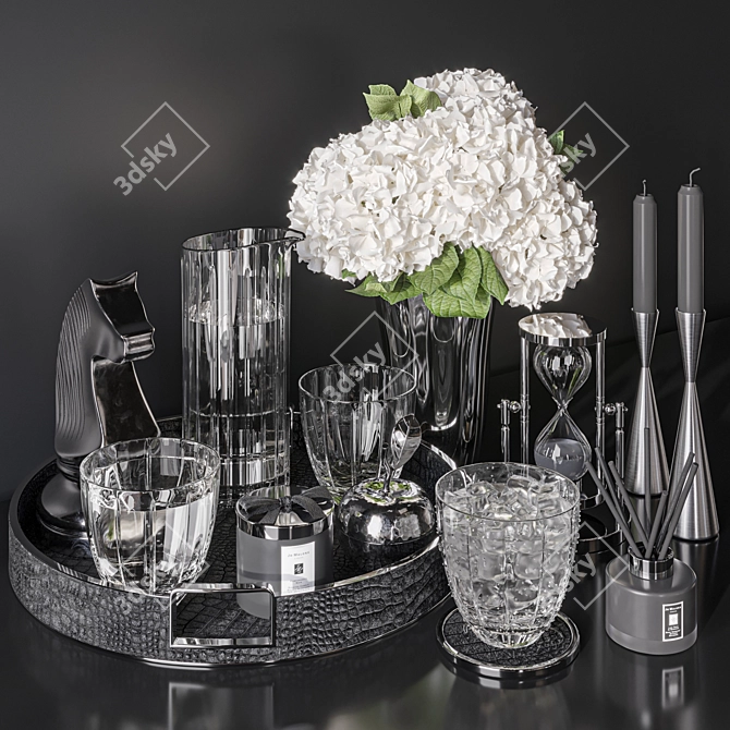 Chrome Decor Set - 36 Pieces 3D model image 8