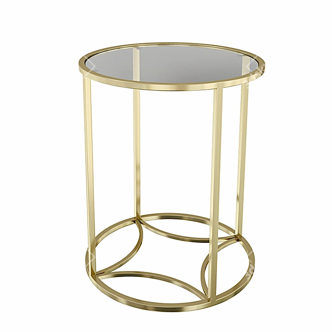 Gold Glam Glass Side Table 3D model image 2